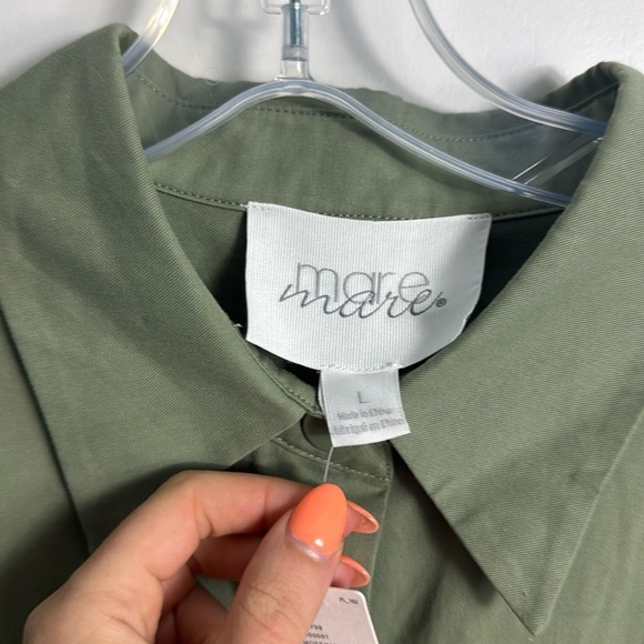 NWT Anthropologie Mare Mare Long-Sleeve Utility Romper Moss Green Size Large - Picture 3 of 12